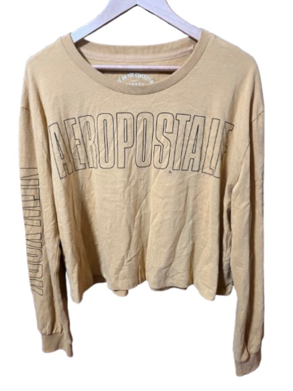 NWOT Aeropostale OG Tomboy Tee Yellow Crewneck Logo Cropped Shirt Size XL
